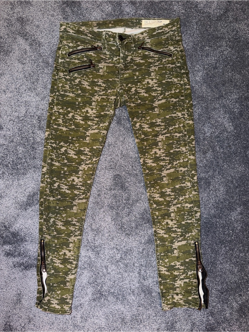rag & bone women’s Digital Camo Jeans with Zipper Details